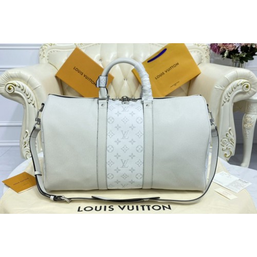 Louis Vuitton M30235 keepall bandouliere 45 Bag in White Monogram Eclipse Canvas