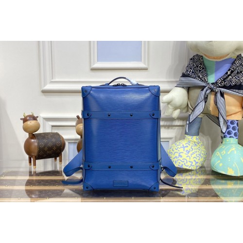 Louis Vuitton M30337 Soft Trunk Backpack PM Bags in Blue Taiga leather