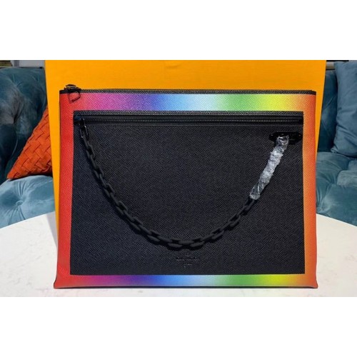 Louis Vuitton M30347 Pochette A4 Bags Black Taiga leather