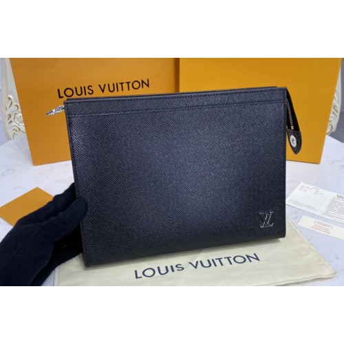 Louis Vuitton M30450 Pochette Voyage in Black Taiga leather
