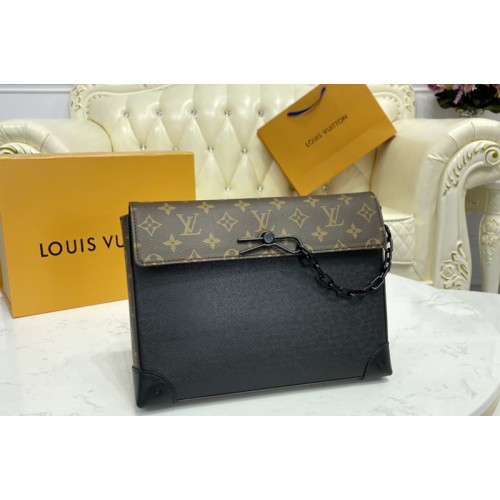 Louis Vuitton M30583 Pochette Voyage Steamer Bag in Black Taiga leather