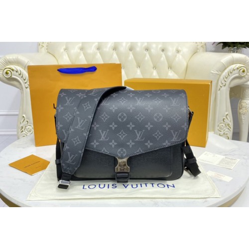 Louis Vuitton M30746 New Messenger Bag in Monogram Eclipse Canvas and Black Taiga leather