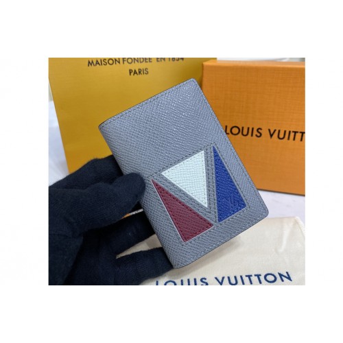 Louis Vuitton M30790 Pocket Organizer in Gray Taiga cowhide leather