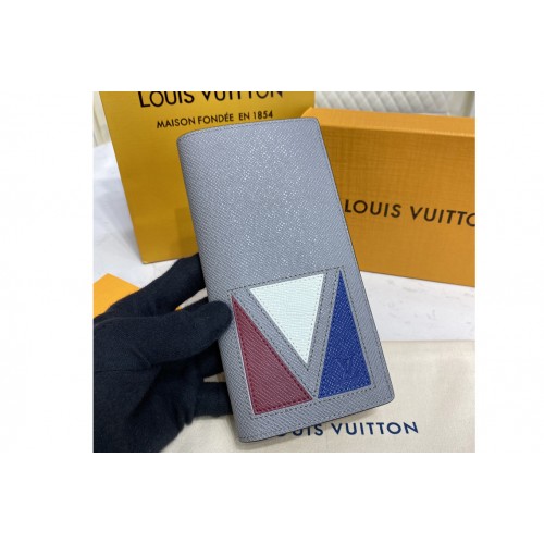 Louis Vuitton M30791 Brazza Wallet in Gray Taiga cowhide leather