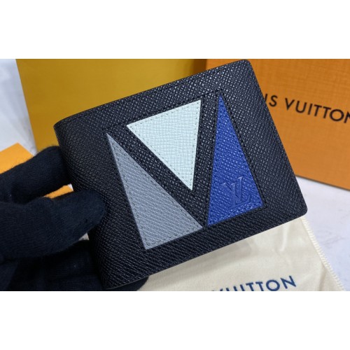 Louis Vuitton M30800 Multiple Wallet in Black Taiga cowhide leather