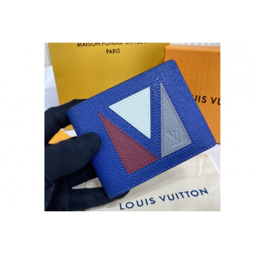Louis Vuitton M30799 Multiple Wallet in Blue Taiga cowhide leather