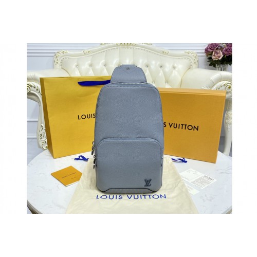 Louis Vuitton M30801 Avenue Sling Bag in Grey Taiga cowhide leather