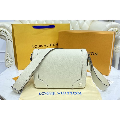 Louis Vuitton M30808 new Flap Messenger Bag in White Taiga cowhide leather
