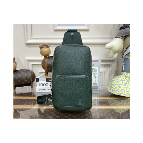 Louis Vuitton M30860 Avenue Sling Bag in Green Taiga leather