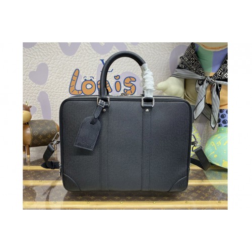 Louis Vuitton M30967 Porte Documents Voyage bag in Black Taiga cowhide leather
