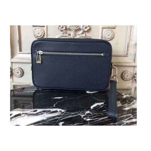 Louis Vuitton M33409 Kasai Clutch Bags in Blue Taiga Leather