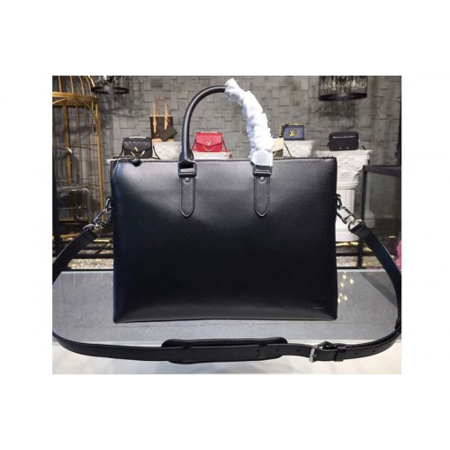 Louis Vuitton M33416 Anton Soft Messenger Bags in Black Taiga Leather