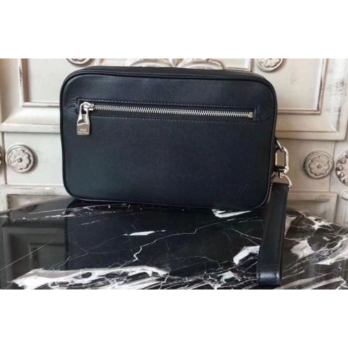 Louis Vuitton M33424 Kasai Clutch Bags in Black Taiga Leather