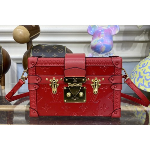 Louis Vuitton M40237 Petite Malle handbag in Red Embossed Monogram