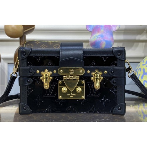 Louis Vuitton M40237 Petite Malle handbag in Black Embossed Monogram