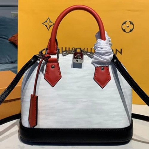 Louis Vuitton M40302 Alma PM handbags Black White Epi leather
