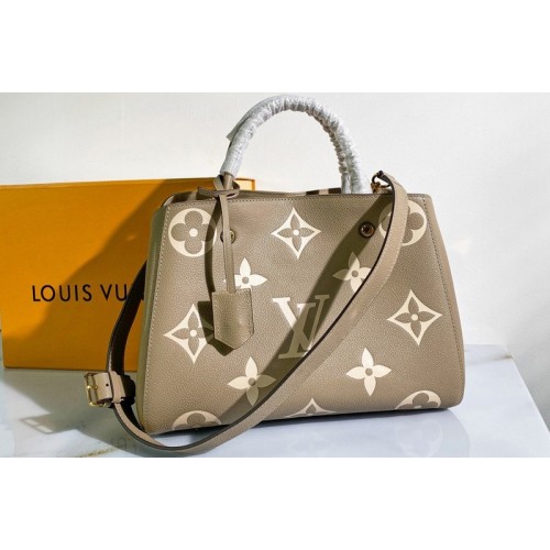 Louis Vuitton M45499 Exclusive Prelaunch – Montaigne MM Bag in Tourterelle Gray Cream Monogram Empreinte Leather Louis Vuitton M45499 Exclusive Prelaunch – Montaigne MM Bag in Tourterelle Gray Cream Monogram Empreinte Leather