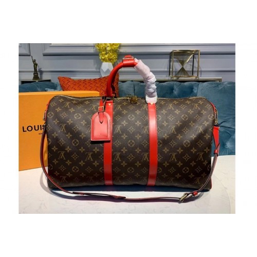 Louis Vuitton M44740 Keepall Bandouliere 50 Bags Monogram Canvas And Red cowhide leather Louis Vuitton M44740 Keepall Bandouliere 50 Bags Monogram Canvas And Red cowhide leather