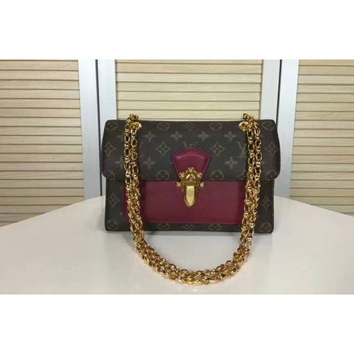 Louis Vuitton M41731 Victoire Bag in Monogram Canvas with Purple Calf Leather