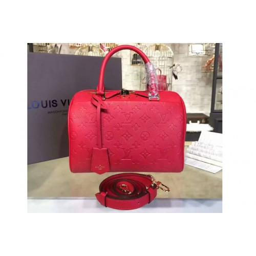 Louis Vuitton M42401 Speedy Bandoulière 25 Bag in Red Monogram Empreinte Leather Louis Vuitton M42401 Speedy Bandoulière 25 Bag in Red Monogram Empreinte Leather