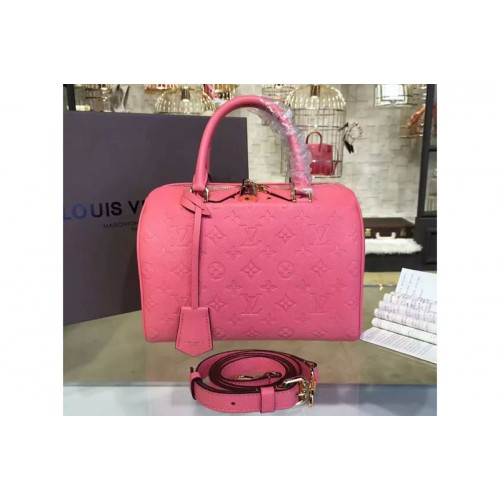 Louis Vuitton M42401 Speedy Bandoulière 25 Bag in Pink Monogram Empreinte Louis Vuitton M42401 Speedy Bandoulière 25 Bag in Pink Monogram Empreinte