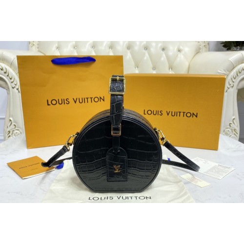 Louis Vuitton N95562 petite boite chapeau Bag in Black Matte Alligator leather Louis Vuitton N95562 petite boite chapeau Bag in Black Matte Alligator leather