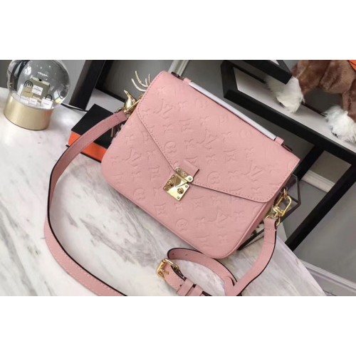 Louis Vuitton M44018 Pochette Metis Bag in Pink Monogram empreinte Leather