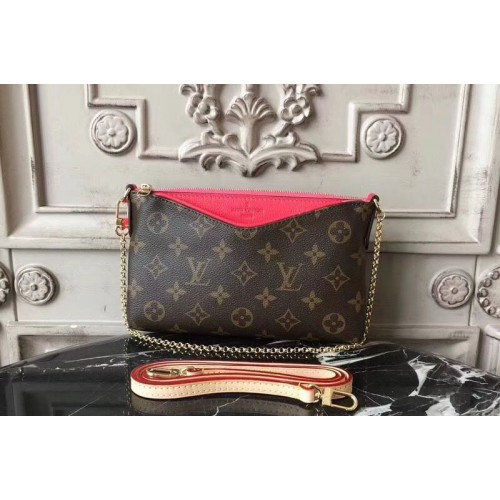 Louis Vuitton M41638 Pallas Clutch Bags in Monogram Canvas With Red