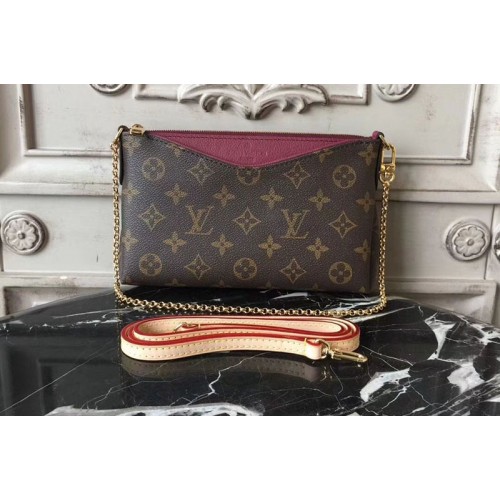 Louis Vuitton M44058 Pallas Clutch Bags in Monogram Canvas With Rosy