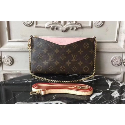 Louis Vuitton M44037 Pallas Clutch Bags Monogram Canvas With Rose poudre