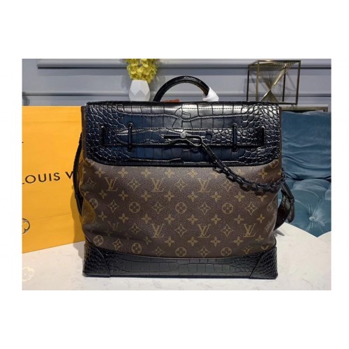 Louis Vuitton M44473 Steamer PM bags Monogram Canvas And Black Crocodile leather