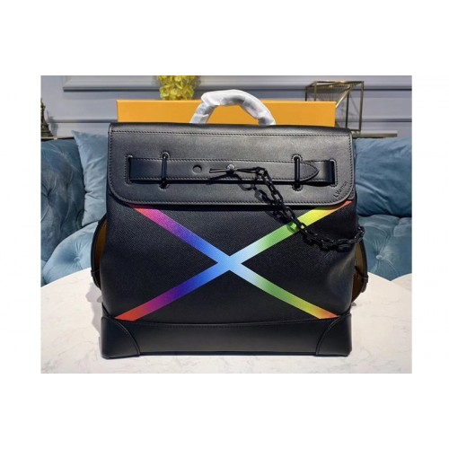 Louis Vuitton M30339 Steamer PM Bags Black Taiga leather With a Rainbow Marking