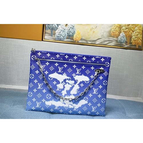 Louis Vuitton M44484 Pochette A4 Bags in Blue Monogram Canvas