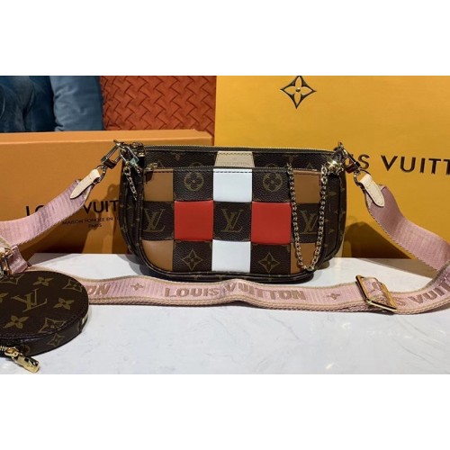 Louis Vuitton M44840 Multi Pochette Accessoires cross-body bags Monogram canvas With Pink Strap