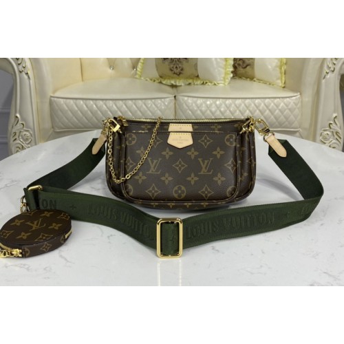 Louis Vuitton M44813 Multi Pochette Accessoires Bag in Monogram Canvas With Khaki Strap Louis Vuitton M44813 Multi Pochette Accessoires Bag in Monogram Canvas With Khaki Strap
