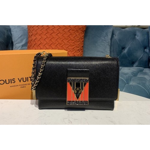 Louis Vuitton M55650 Pochette Thelma Bags Black grained calfskin leather