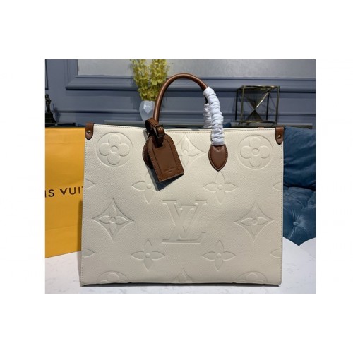 Louis Vuitton M45081 Onthego GM tote Bags in Beige Monogram Empreinte Leather Louis Vuitton M45081 Onthego GM tote Bags in Beige Monogram Empreinte Leather