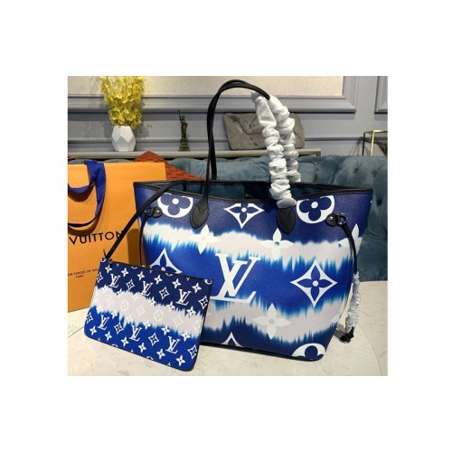 Louis Vuitton M45128 Escale Neverfull MM tote Bag in Blue Monogram canvas