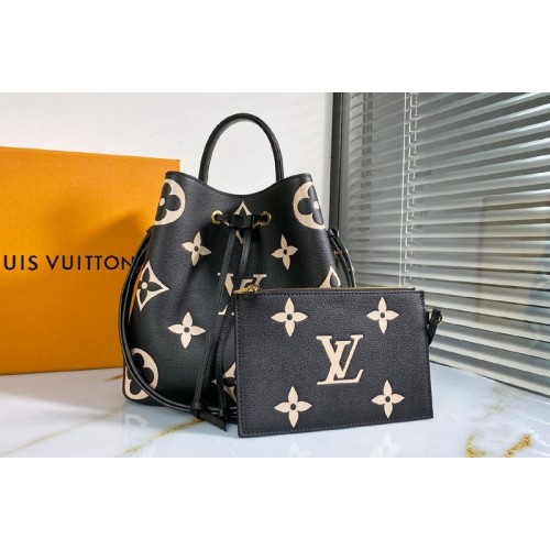 Louis Vuitton M45497 NeoNoe MM bucket bag In Black Monogram Flowers