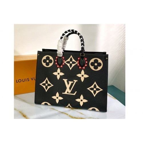 Louis Vuitton M45373 Crafty OnTheGo GM tote bag in Black Embossed grained cowhide leather
