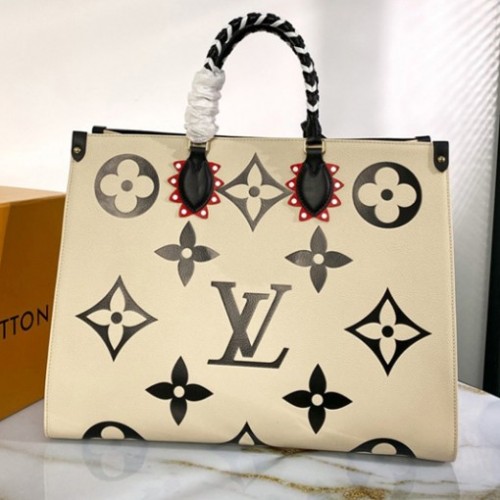 Louis Vuitton M45372 Crafty OnTheGo GM tote bag in Black Embossed grained cowhide leather Louis Vuitton M45372 Crafty OnTheGo GM tote bag in Black Embossed grained cowhide leather