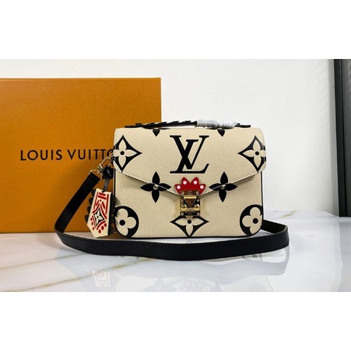 Louis Vuitton M45384 Crafty Pochette Metis handbag in Cream Embossed grained cowhide leather
