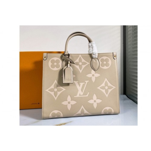 Louis Vuitton M45494 OnTheGo MM medium tote bag Cream Embossed grained cowhide leather Louis Vuitton M45494 OnTheGo MM medium tote bag Cream Embossed grained cowhide leather