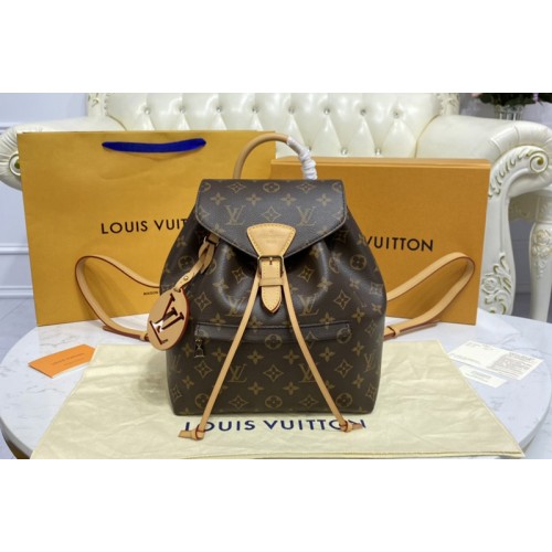 Louis Vuitton M45501 Montsouris PM backpack in Monogram canvas and cowhide leather