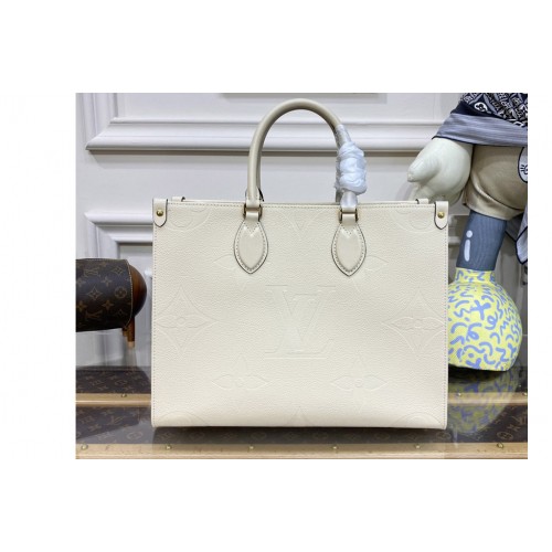 Louis Vuitton M45595 Onthego MM tote bag in White Monogram Empreinte leather Louis Vuitton M45595 Onthego MM tote bag in White Monogram Empreinte leather