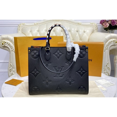 Louis Vuitton M45595 Onthego MM tote bag in Black Monogram Empreinte Leather Louis Vuitton M45595 Onthego MM tote bag in Black Monogram Empreinte Leather