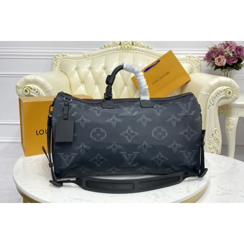 Louis Vuitton M45602 2054 Reversible Keepall Bandoulière 50 Bag in Monogram 3D Gray and Black Green