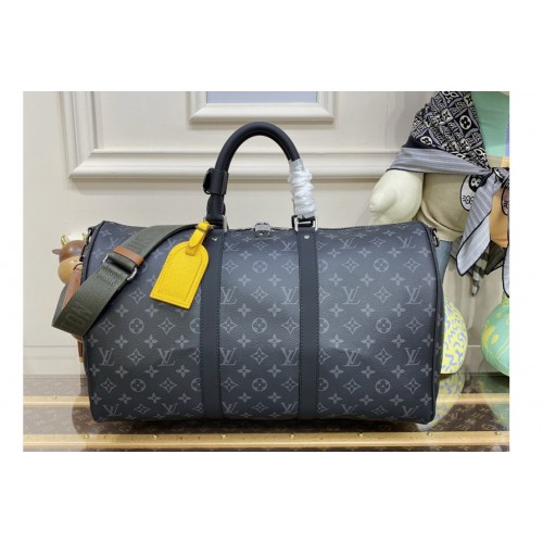 Louis Vuitton M45611 Keepall 45 Bandoulière Bag in Monogram Eclipse coated canvas