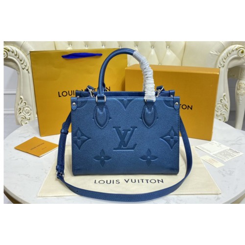 Louis Vuitton M45660 OnTheGo PM tote Bag in Blue Monogram Empreinte leather Louis Vuitton M45660 OnTheGo PM tote Bag in Blue Monogram Empreinte leather