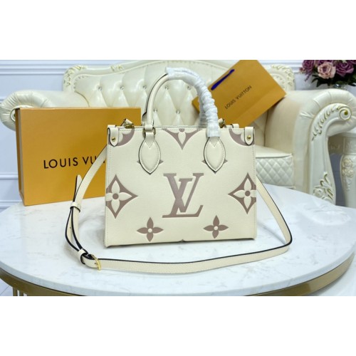 Louis Vuitton M45654 OnTheGo PM tote Bag in Cream Bois de Rose Pink Monogram Empreinte leather